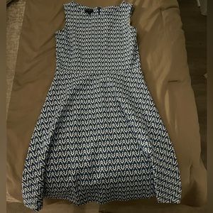 Talbots Blue and White Peplum Dress